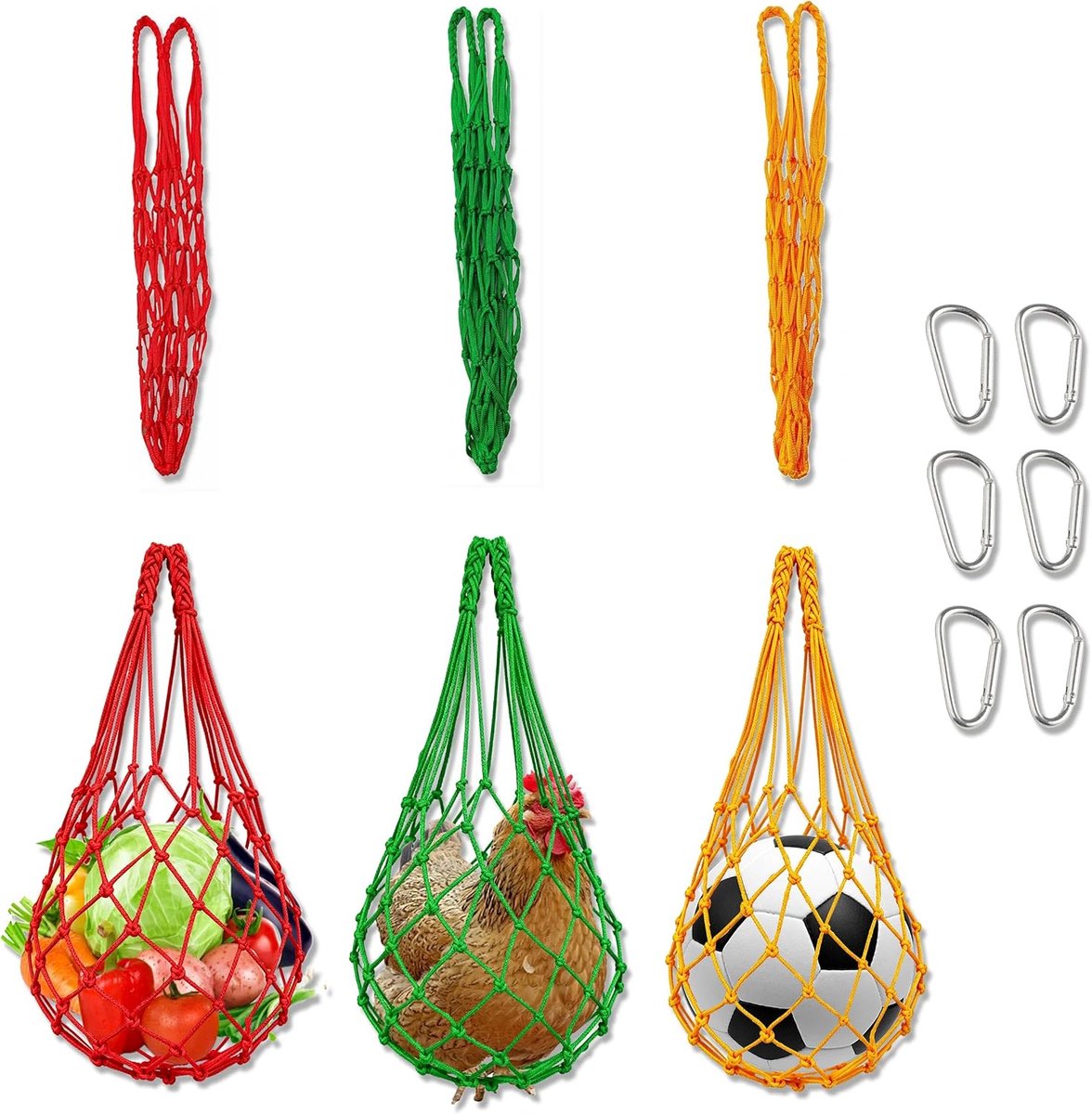 Voedernet voor kippen 6 stuks - nylon gaas - met haken - ideaal voor hooi en groente - ShopVlot