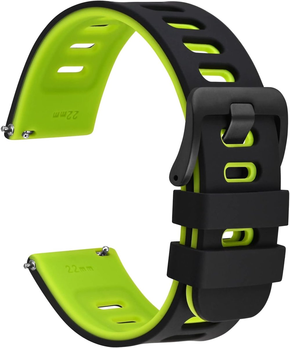 Horlogeband 18mm/20mm - Twee Kleuren Silicone Rubber - Snelle Montage - Ideaal voor dagelijks gebruik - ShopVlot