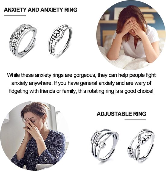 Fidgetring voor vrouwen - zilver - verstelbaar - stressverlichting en ontspanning - m-winkel — afbeelding 5