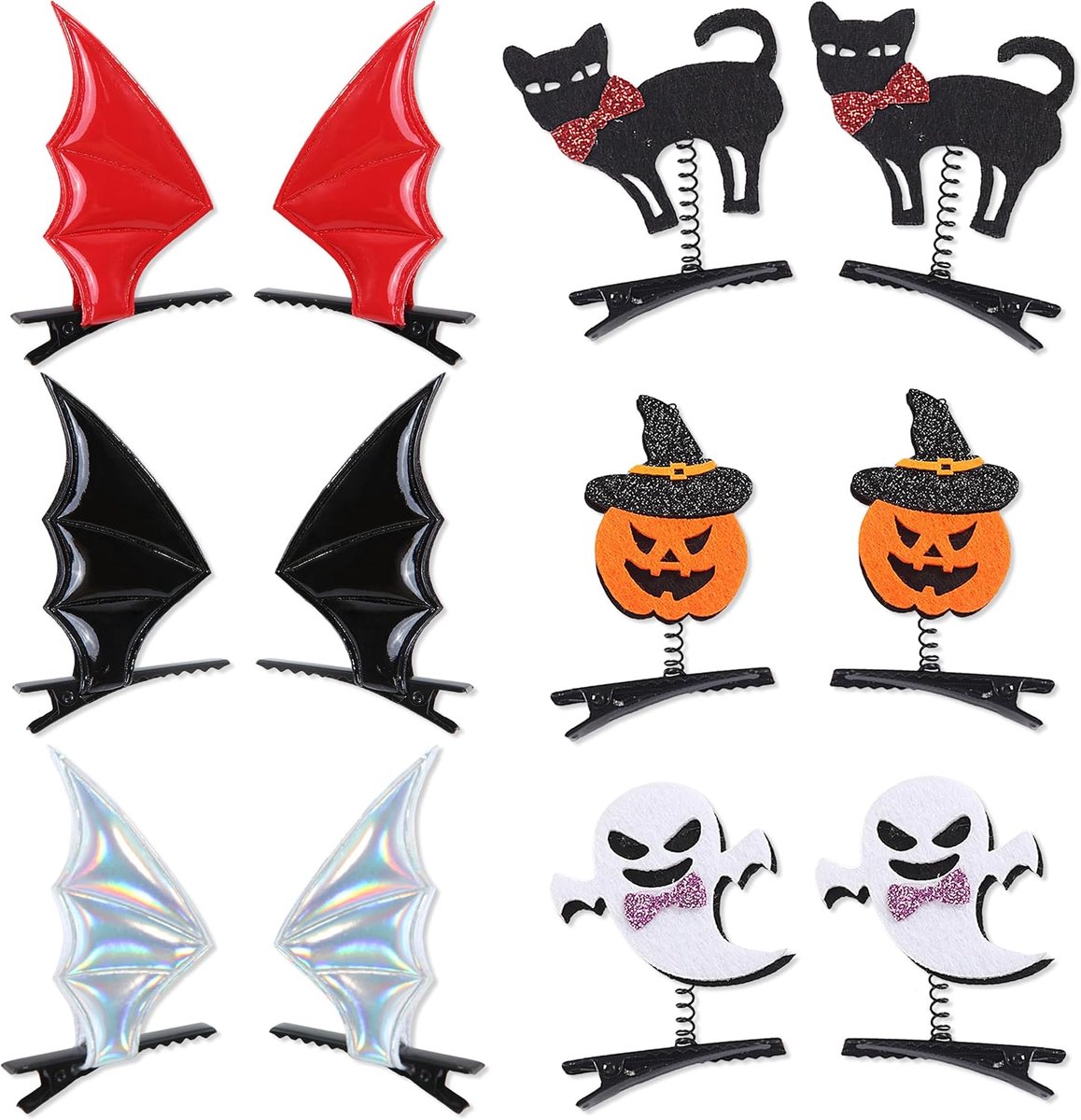Halloween haarclips 12 stuks - bat en pompoen - comfortabele accessoires - perfect voor feesten - ShopVlot
