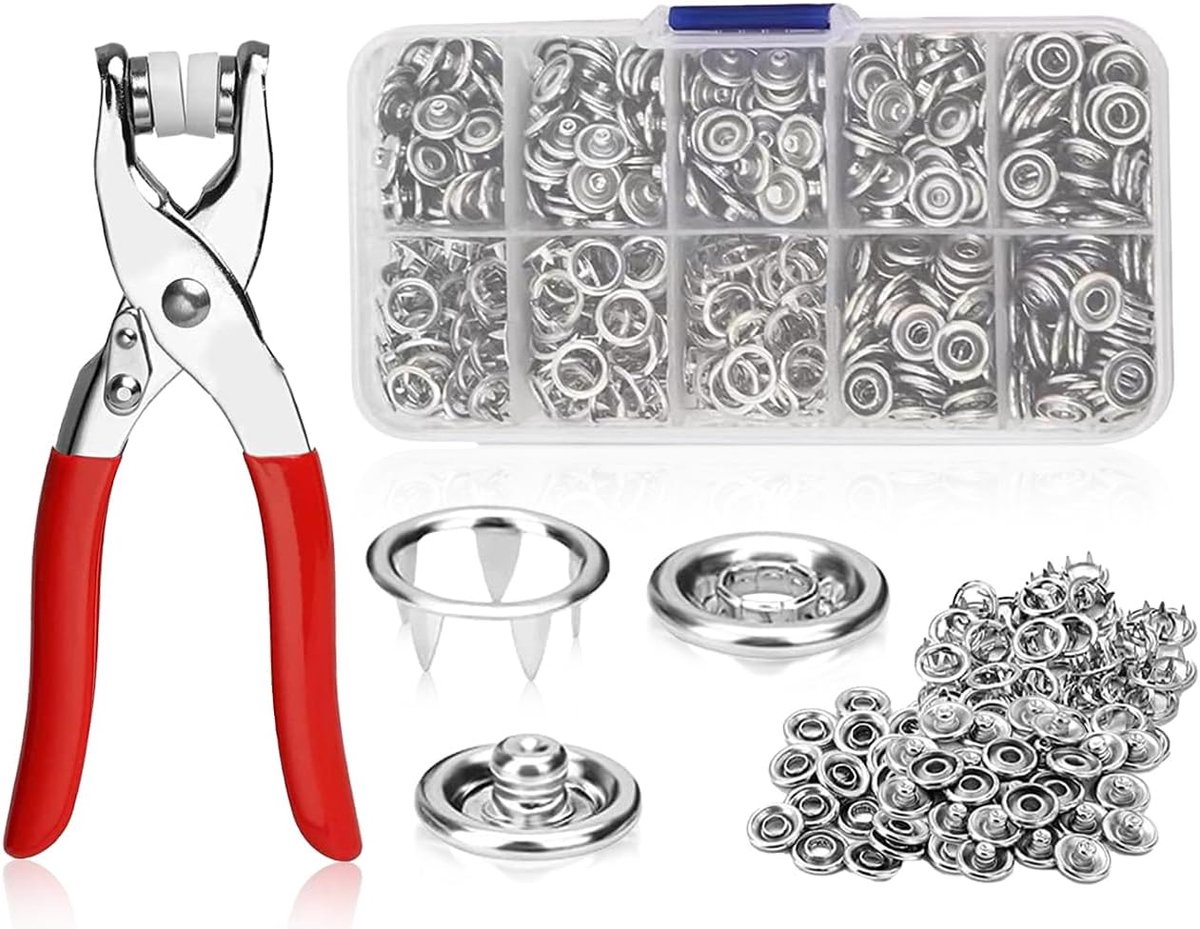 Drukknopen set 9,5 mm - metalen drukknopen met tangen en doos - voor DIY projecten en kleding - ShopVlot