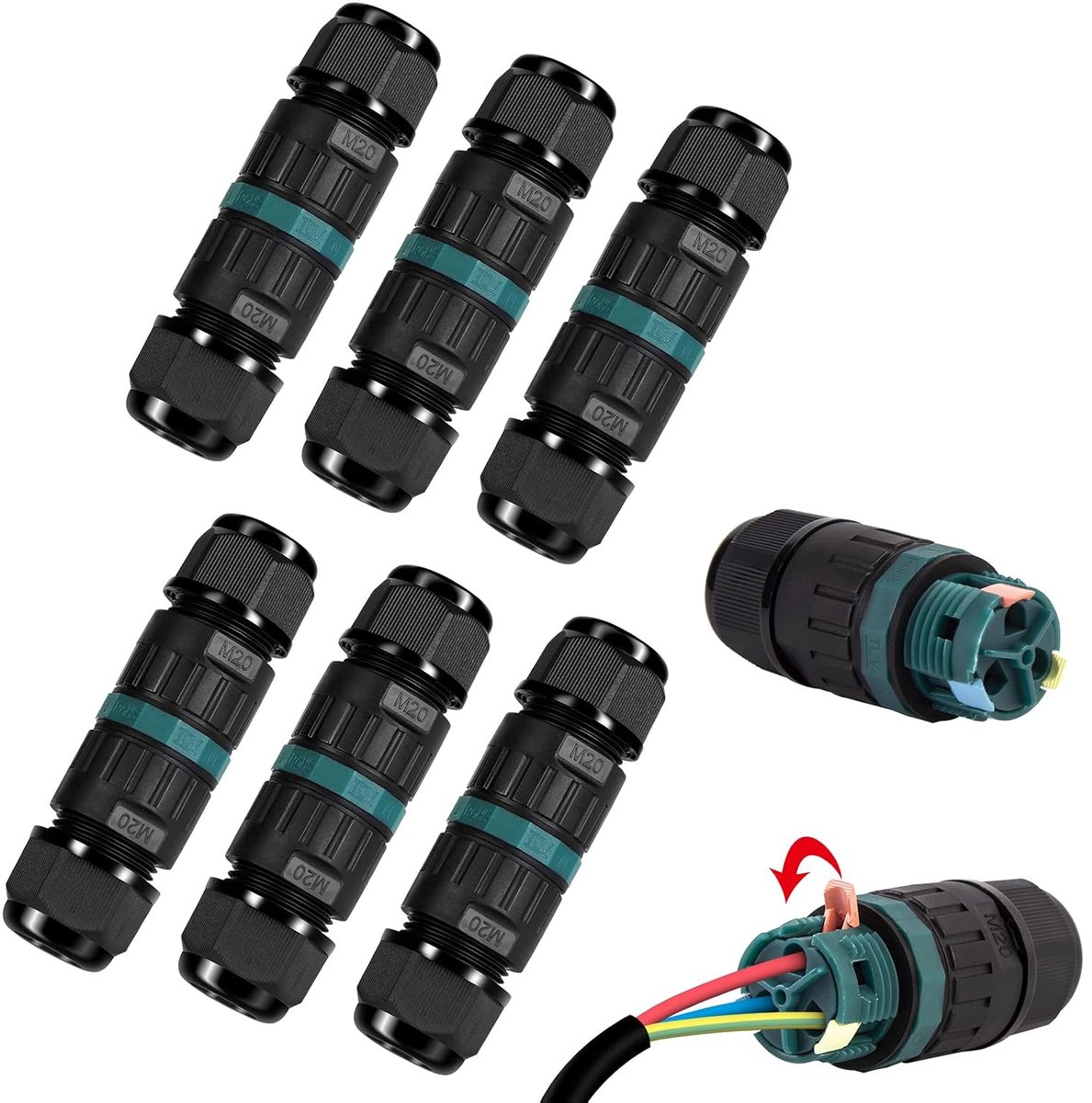 Kabelconnector IP68 - 3-Pin Waterdicht - Verbinding voor 5-12 mm Kabel - Geschikt voor Buitengebruik - ShopVlot