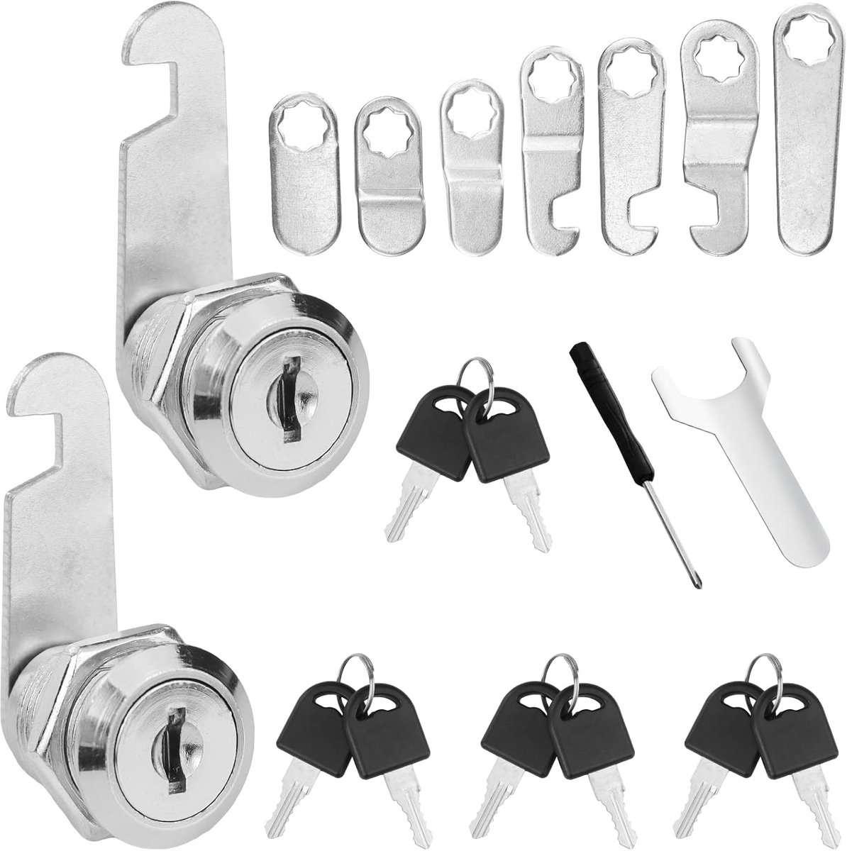 Mailbox lock set 16 mm - 2 stuks met 4 sleutels - inclusief 7 slotplaten - perfect voor veiligheid van meubels - ShopVlot