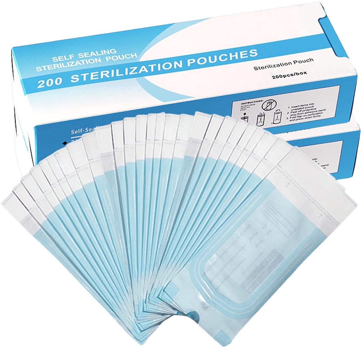 Sterilisatietasjes 400 stuks - Zelfklevend - 135 x 260 mm - Voor tandinstrumenten en manicure - ShopVlot
