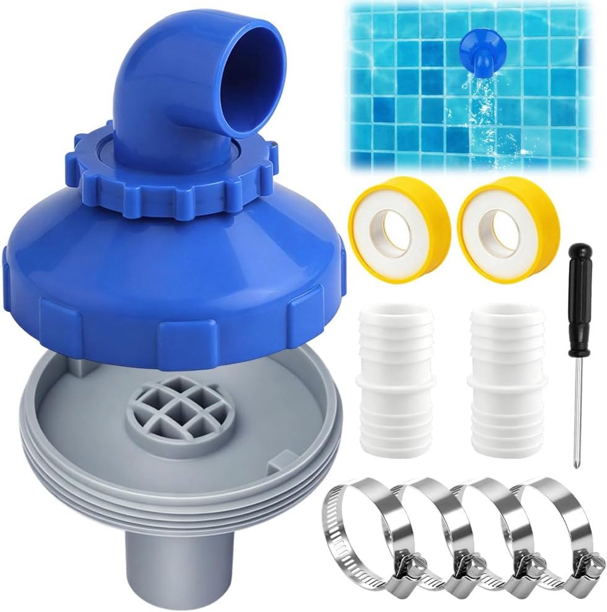 Inlaatmondstuk zwembad 32 mm - 360 graden draaibaar - optimaliseert watercirculatie - eenvoudig in te stellen - ShopVlot