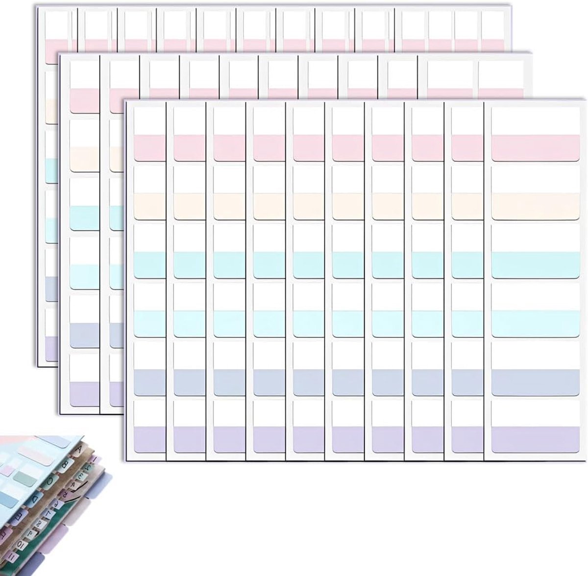 Boekenlegger zelfklevend - 420 stuks - 3 maten - 6 kleuren - ideaal voor school en kantoor - ShopVlot