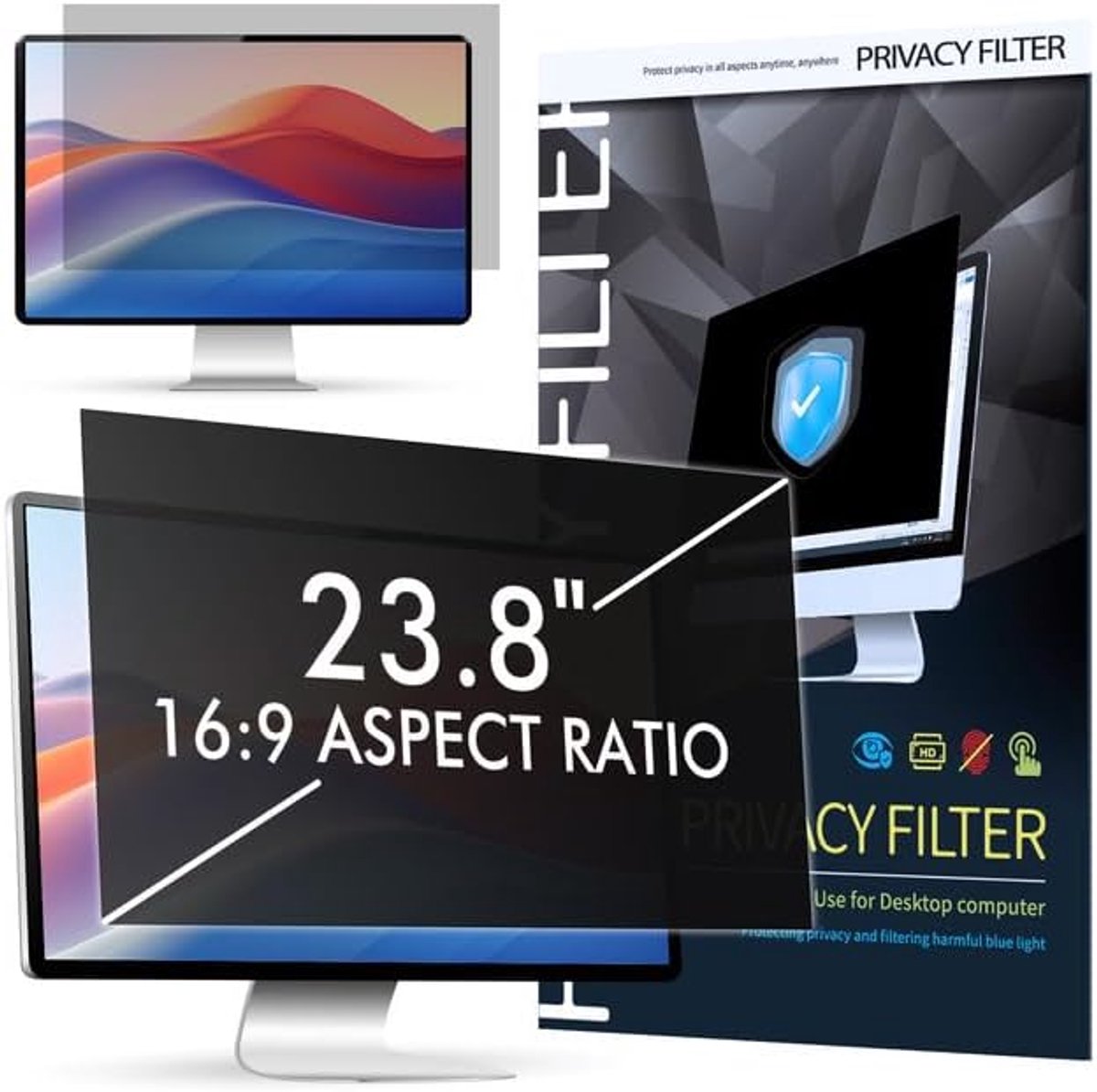 Privacy filter 23.8 inch - verwijderbaar - anti-UV en anti-blauw licht - bescherming voor monitor - ShopVlot