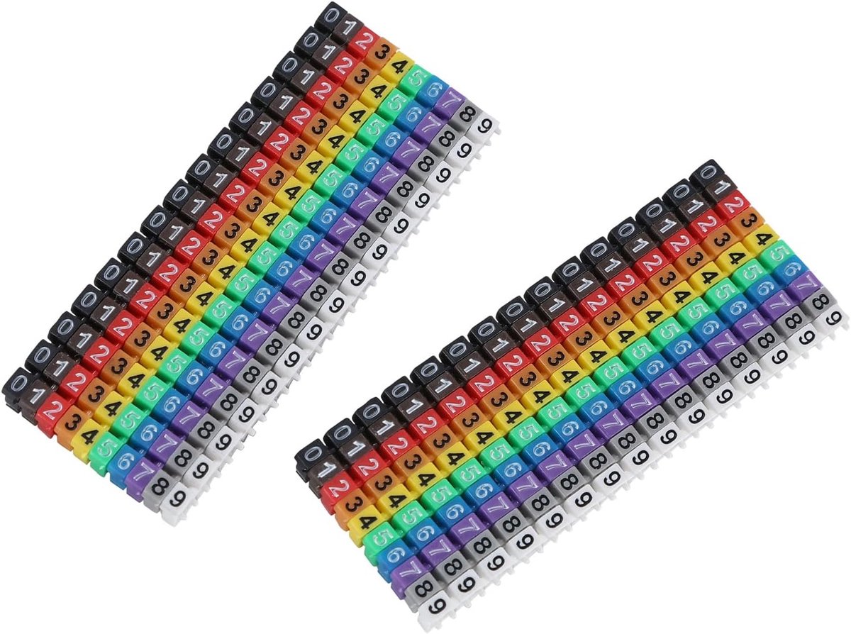 Kabelmarkeerders 1.5mm² - Kleurige nummerlabels 0-9 - Voor eenvoudig kabelbeheer - 300 stuks - ShopVlot