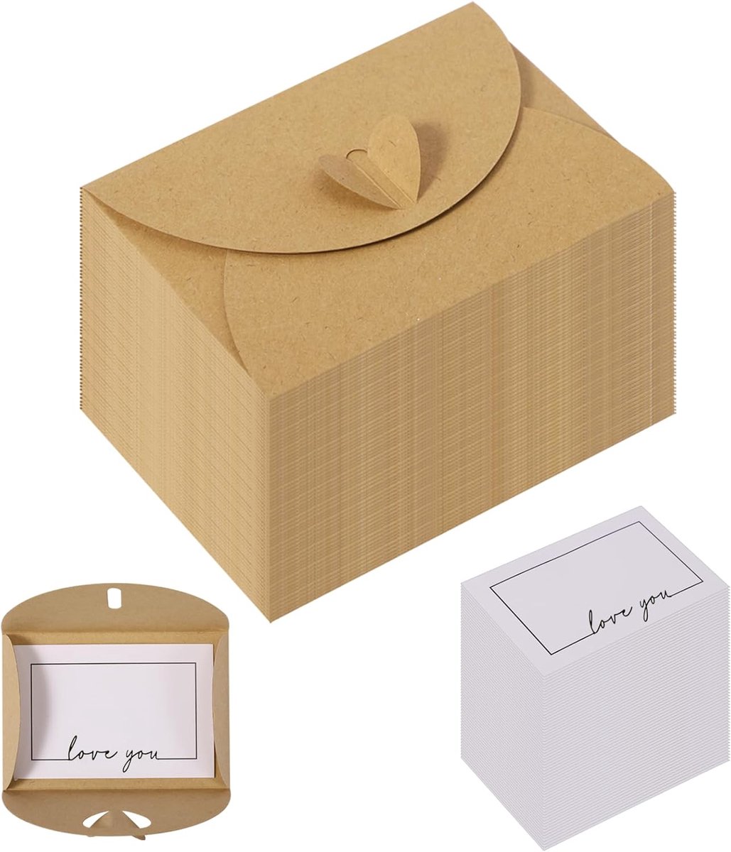 Kraftpapier Enveloppen 60 stuks - Hartsluiting - Inclusief 60 Blanco Kaarten - Perfect voor Cadeaukaarten - ShopVlot