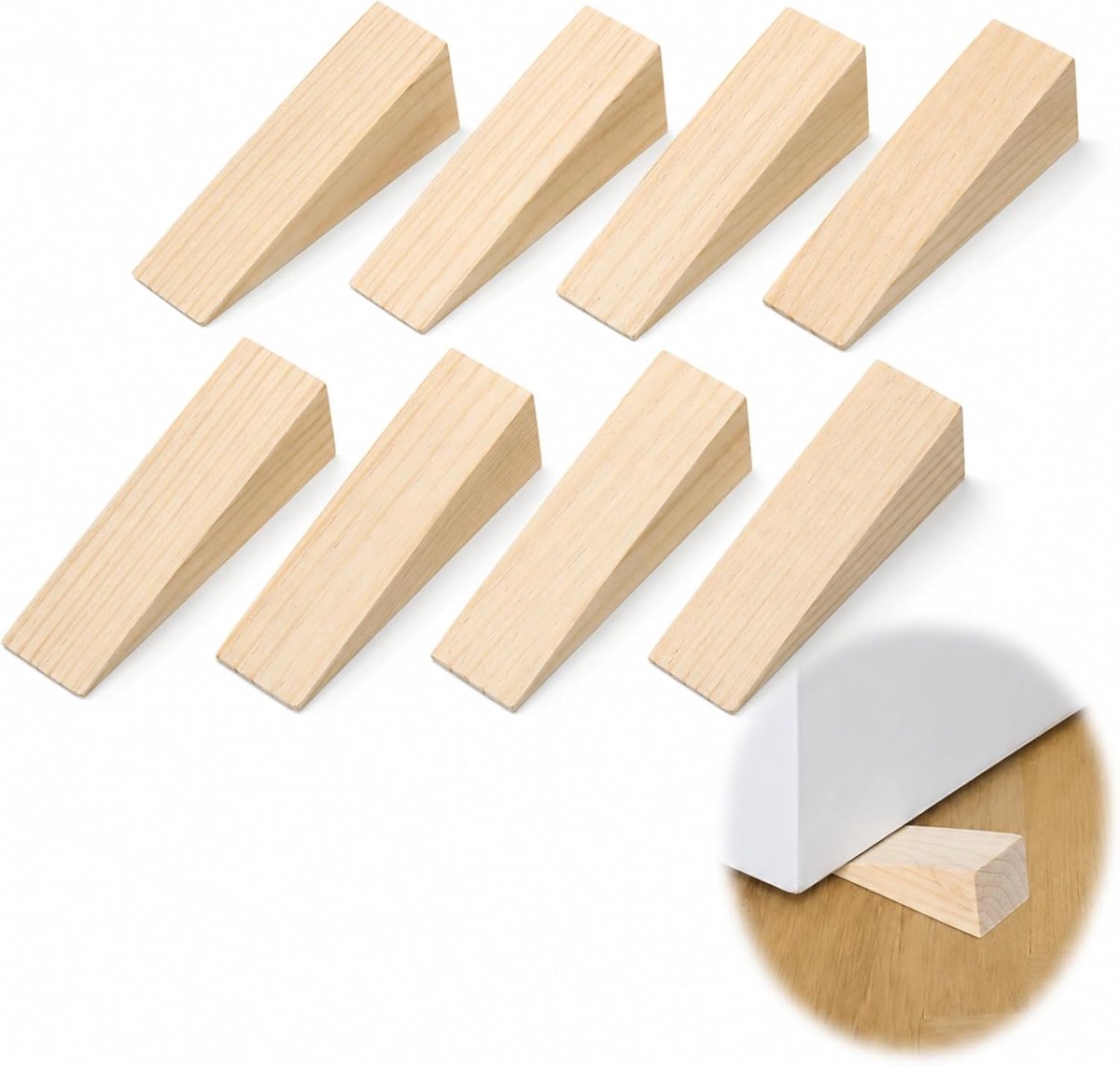 Deurwiggen 12 x 3 x 2 cm - Hout - 8 stuks - Perfect voor het openhouden van deuren - ShopVlot