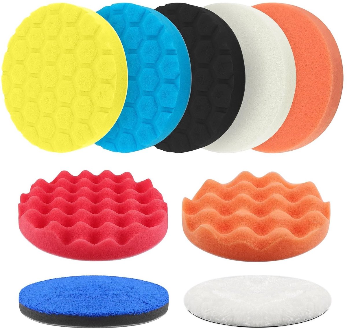 Polijstpad Set - Multikleur - 150 mm - Klittenband Polijstpads voor Excentrische Polijstmachine - Voor Auto