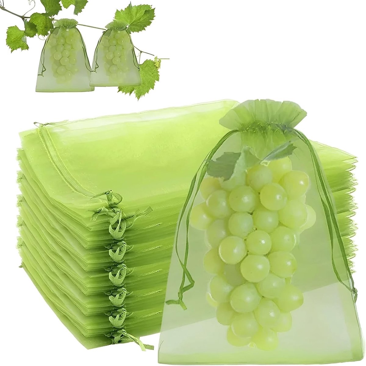 Druivenzakken voor Wijnstokken - 23 x 30 cm - Herbruikbare Organza Zakjes met Koord - Insectenwerend Net voor Tuin