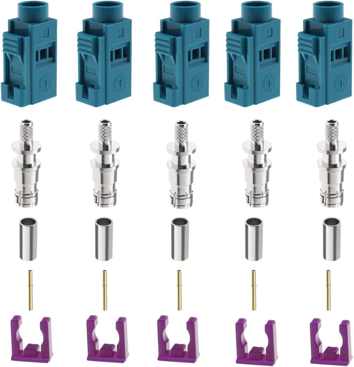 Fakra vrouwelijke antenneconnector - 5 sets - solderen of crimpen - ideaal voor antenneverbindingen - ShopVlot