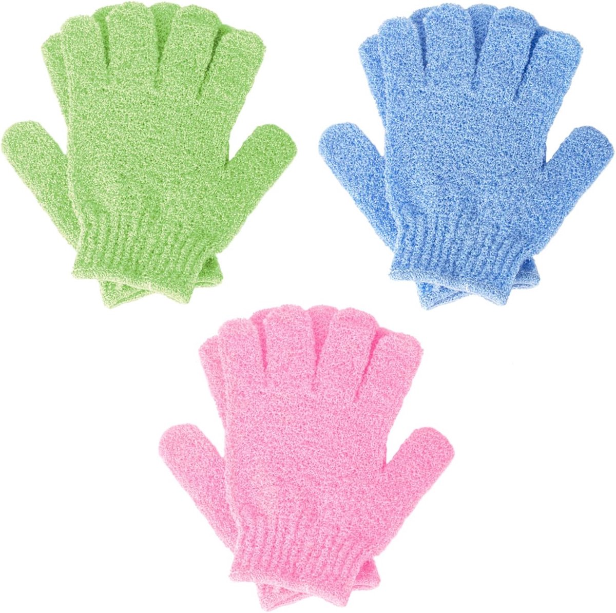 Exfoliërende Handschoenen 3 Pairs - Loofah Towel - Massage en Scrub - Verwijder Dode Huidcellen - ShopVlot
