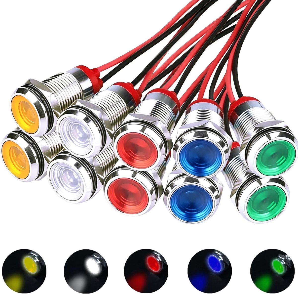 LED Indicator Lights 10 mm - Waterproof Signaallicht - Geschikt voor 12-24 V - Voor Motoren en Voertuigen - ShopVlot