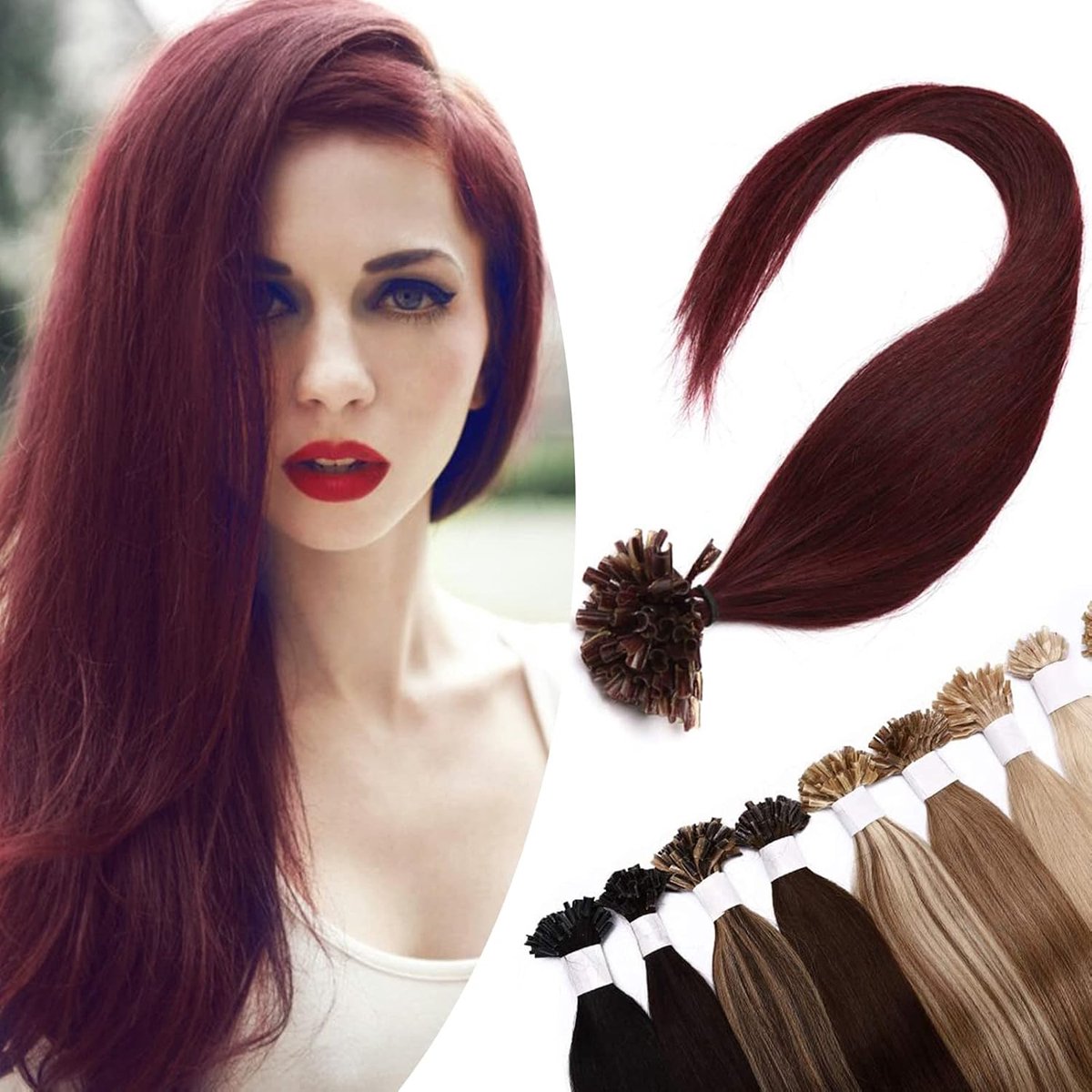 Haarextensions Echthaar 0.5g/Strähnen - 100 Strähnen Keratin U-Tip - 100% Remy Haar - Voor een volumineuze look - ShopVlot
