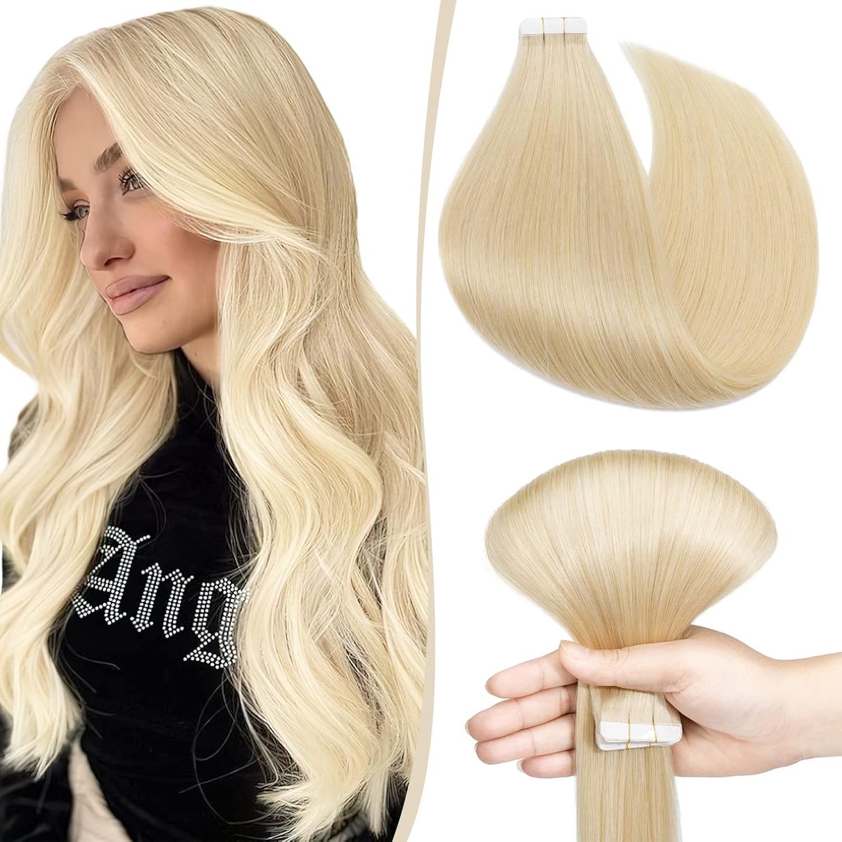 Tape Extensions Haarverlängering 14" - Remy Echthaar - Hellblond #613 - Gemakkelijk aan te brengen - ShopVlot