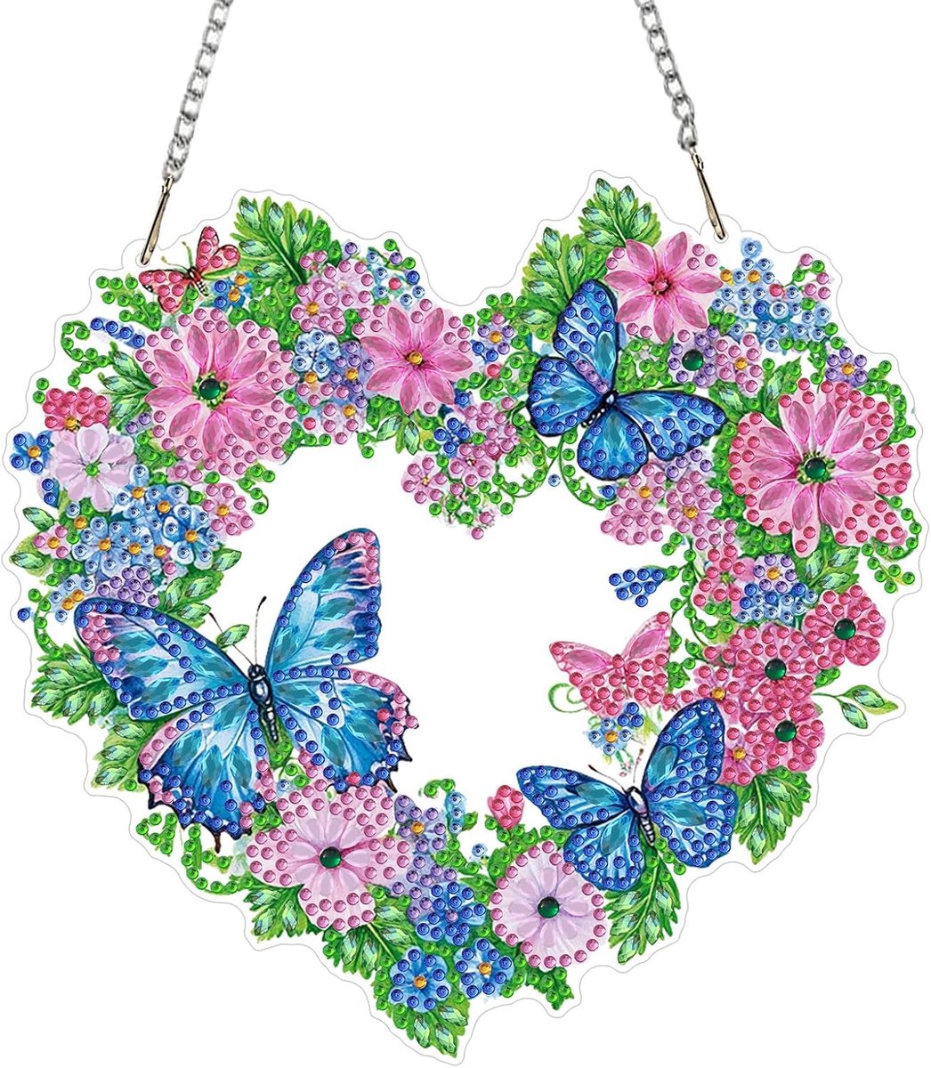 Diamant Schilderen Hanger - 5D Hartvorm - Creatieve Set - Voor Decoratie van Raam en Tuin - ShopVlot