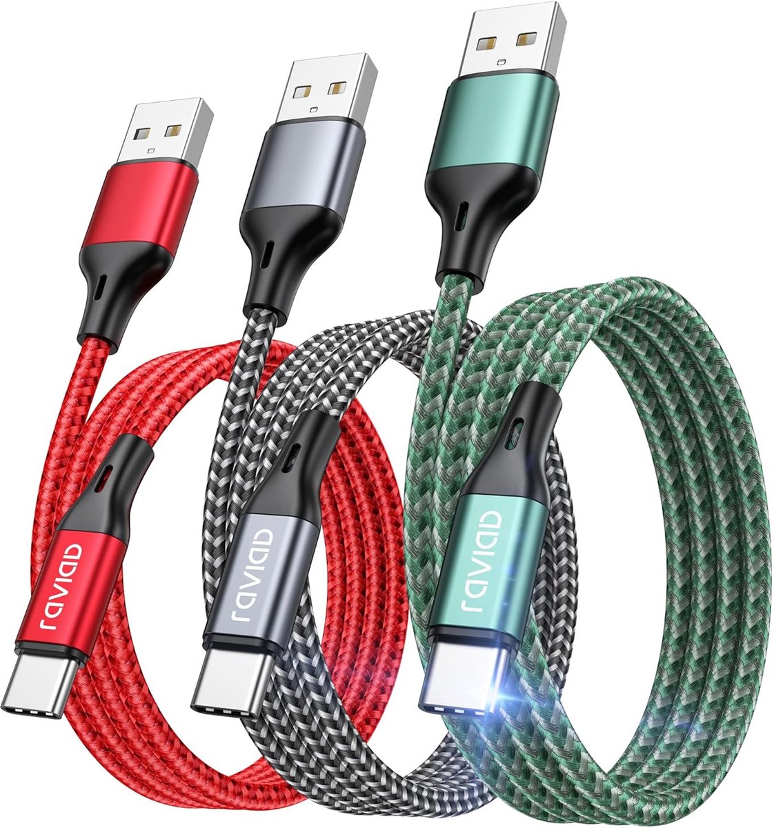 USB C oplaadkabel 2m - 3 stuks - duurzaam ontwerp - snel opladen - ShopVlot