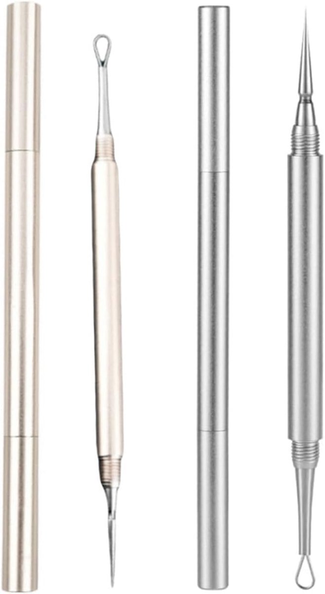 Acne-Naalden 12,8 cm - Goud en Zilver - Voor het reinigen van mee-eters - Duurzaam materiaal - ShopVlot