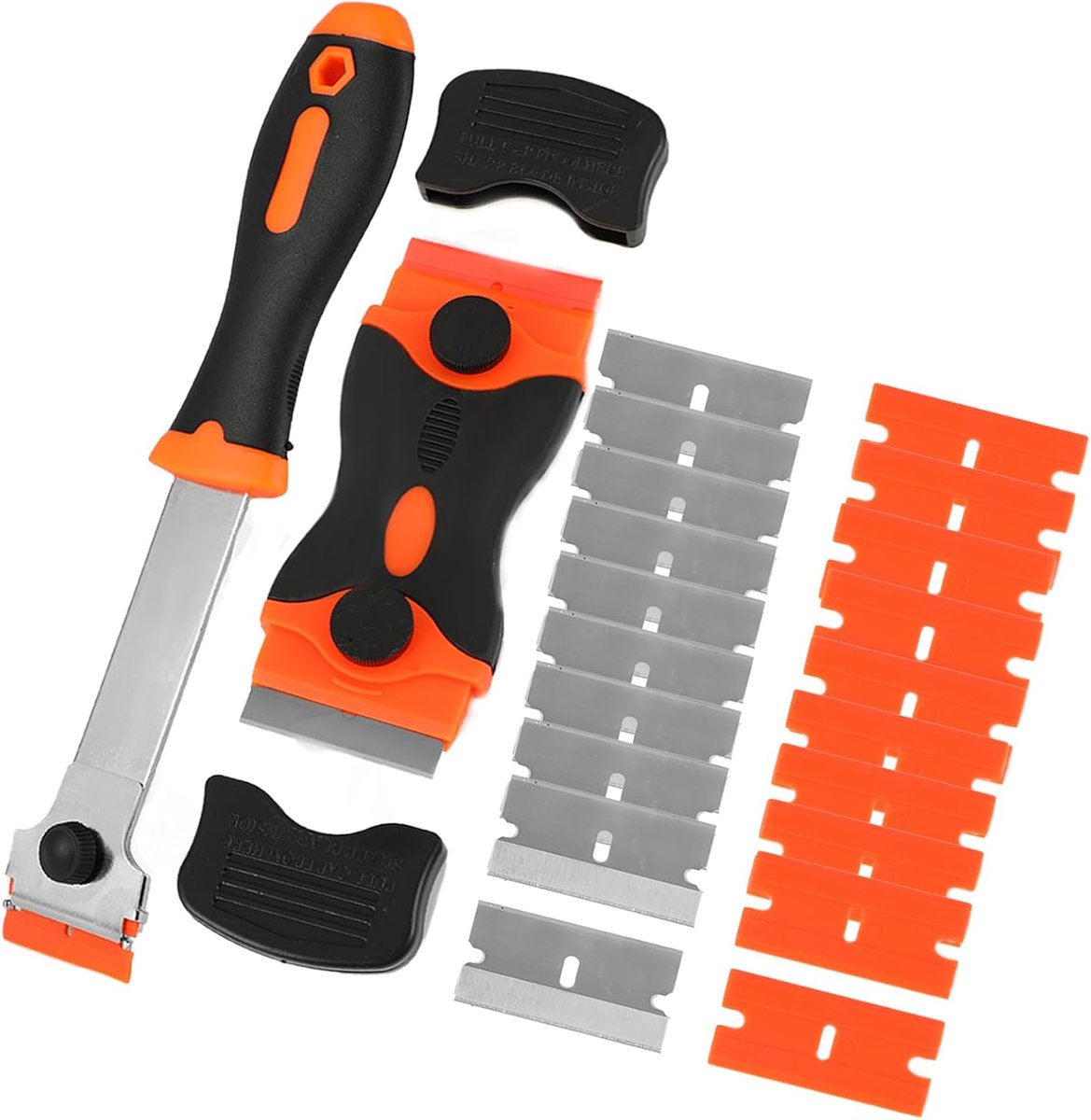 Keramische kookplaat schrapers set van 2 - met 10 metalen en 10 plastic messen - zachte handgreep - ShopVlot