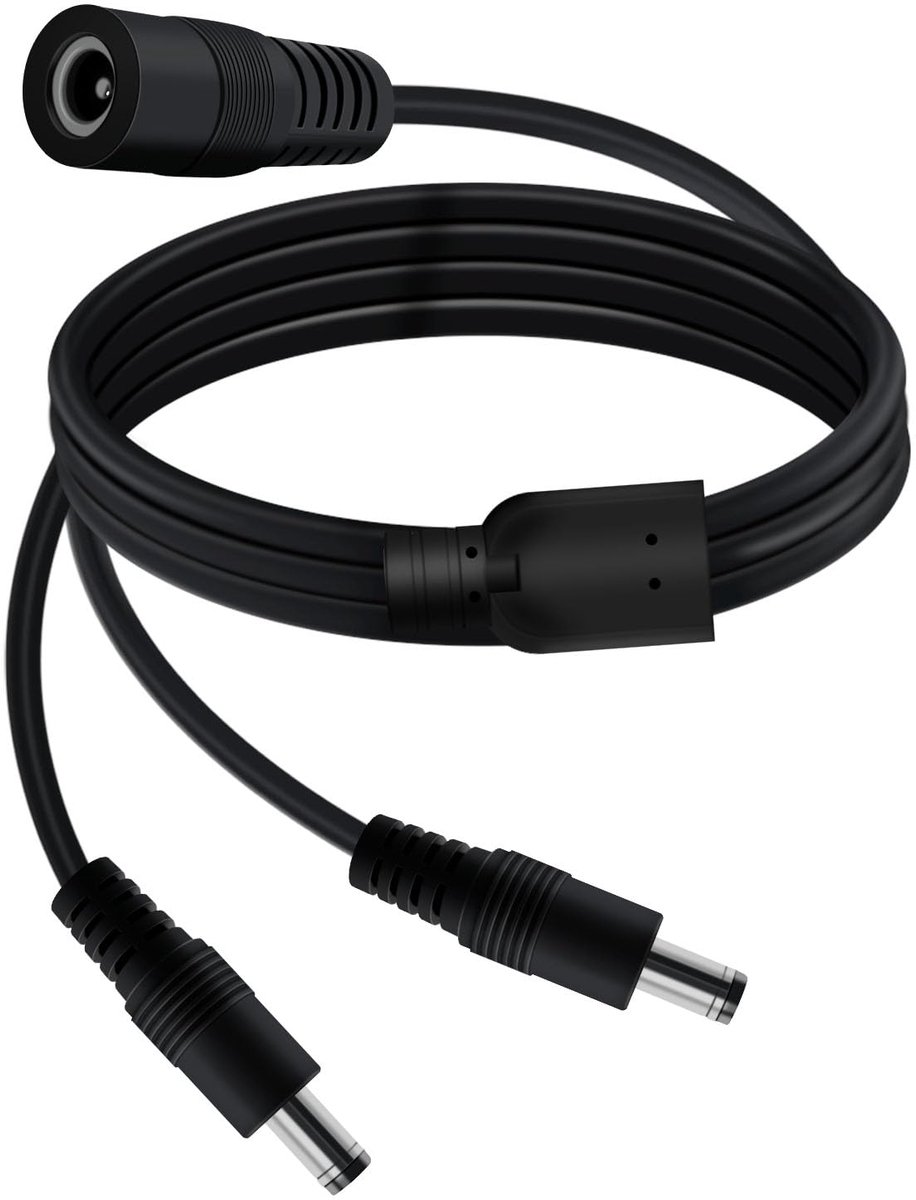 DC splitter kabel 5.5 x 2.1 mm - 1 vrouwelijke naar 2 mannelijke - 40 cm lengte - ideaal voor beveiligingscamera's - ShopVlot