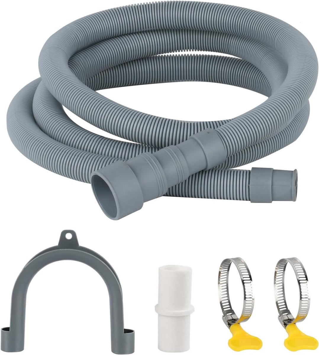 Afvoerslang 2 m x 30 mm - Flexibel EVA materiaal - Universele slangkoppeling - Geschikt voor wasmachine en vaatwasser - ShopVlot