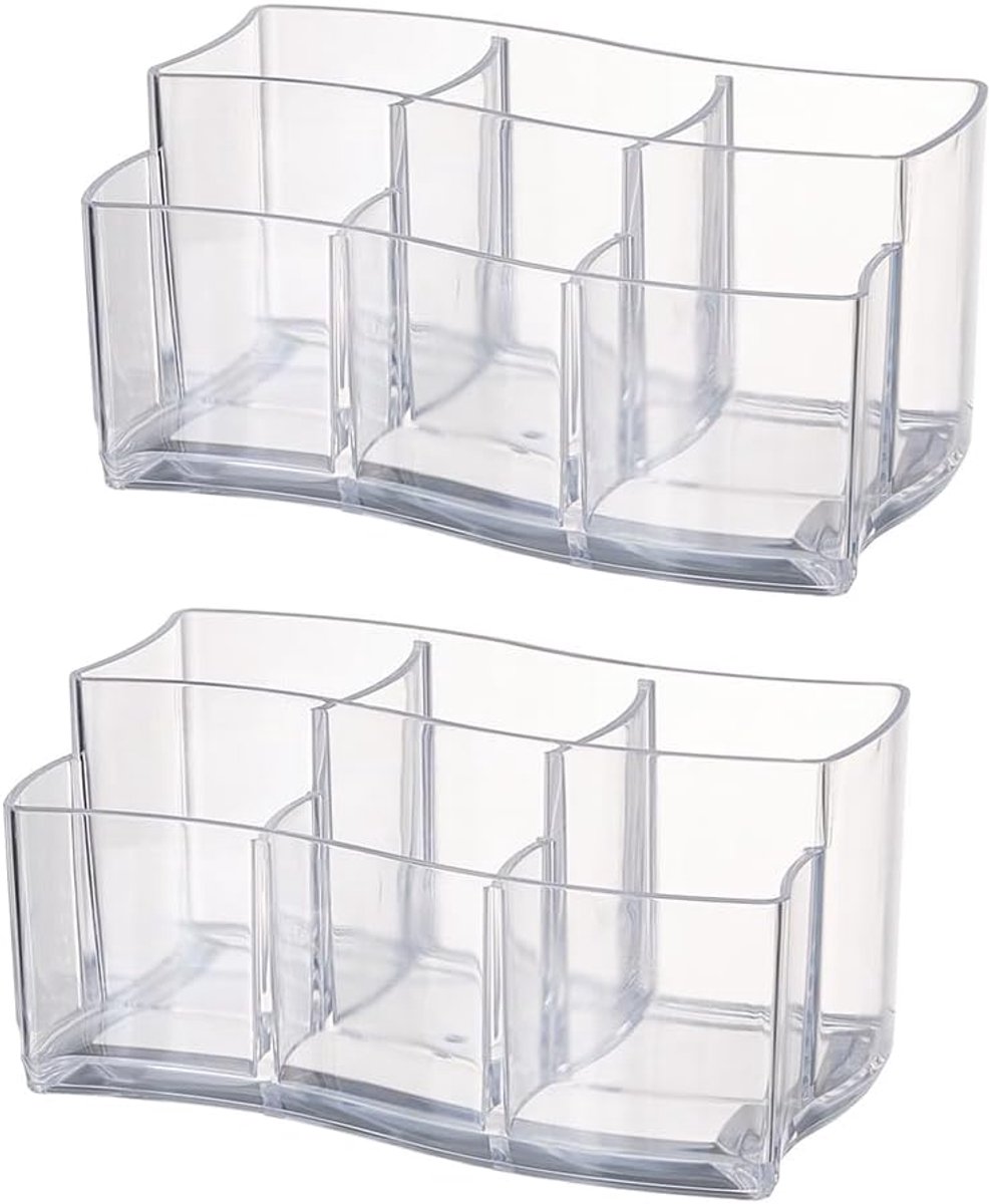make-up borstelhouder 6-slots - doorzichtig acryl - multifunctionele organizer - voor badkamer en kantoor - ShopVlot