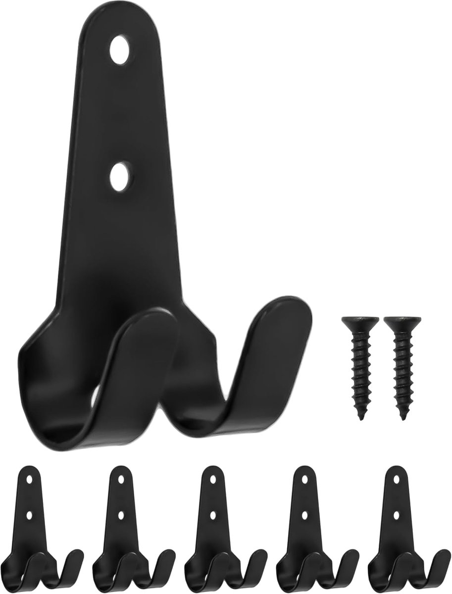 Haken set 5 stuks - 45 x 25 mm - zwart met duurzame coating - ideaal voor ruimtebesparing - ShopVlot