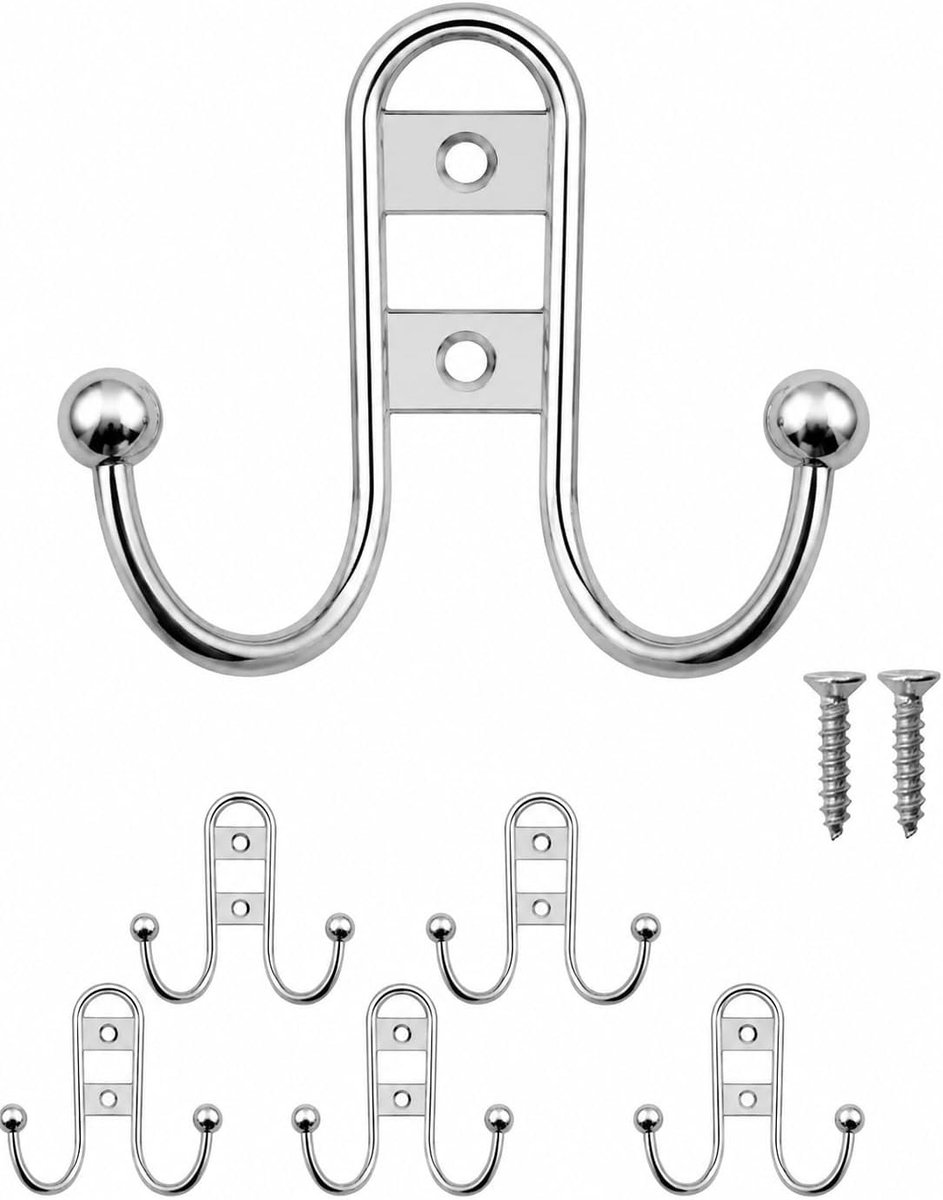 Haken set van 5 - klassiek antiek ontwerp - metalen haken - ideaal voor jassen en handdoeken - ShopVlot
