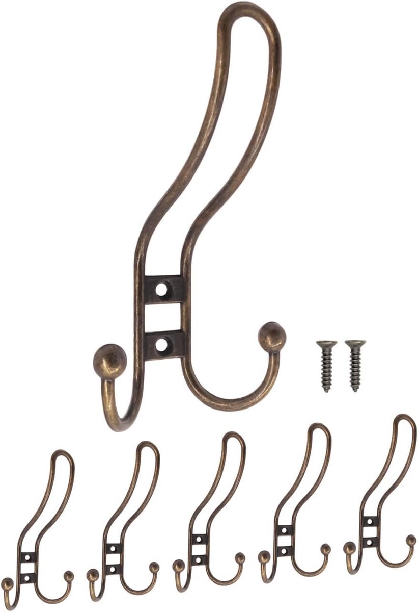 Haken set 5 stuks - solide ijzer - vintage design - ideaal voor kleding en handdoeken - ShopVlot