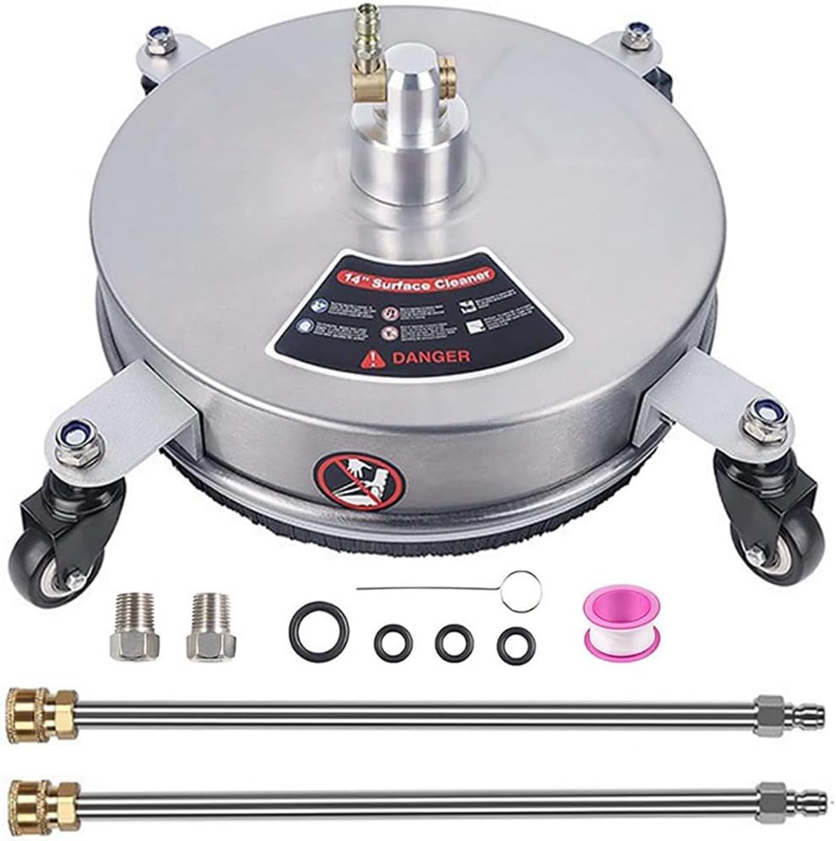 Oppervlakte reiniger 15 inch - 4 wielen - dubbele nozzle - snel reinigen van terrassen - ShopVlot