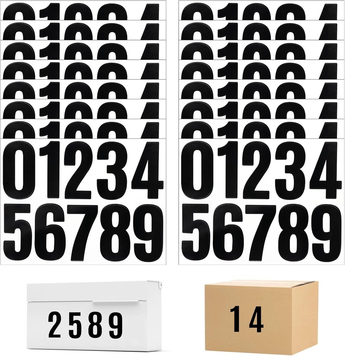 Nummerstickers 10 cm - set van 16 - tijdloze kleuren - eenvoudig aan te brengen - ShopVlot