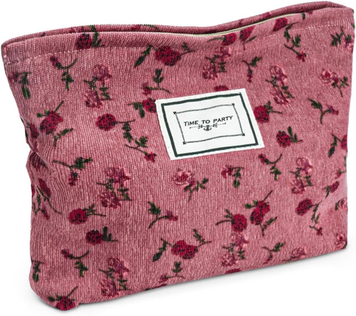 Cosmetica tas 26x20 cm - linnen - bloemenpatroon - ideaal voor toilettas - ShopVlot