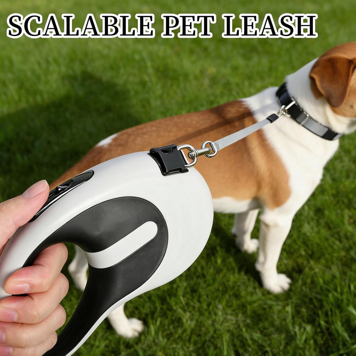 5m Intrekbare Riempje voor Honden en Katten – Speciaal voor Kleine Honden – Soepele Intrekking – Lichtgewicht en Compact – Grijs thumbnail 2