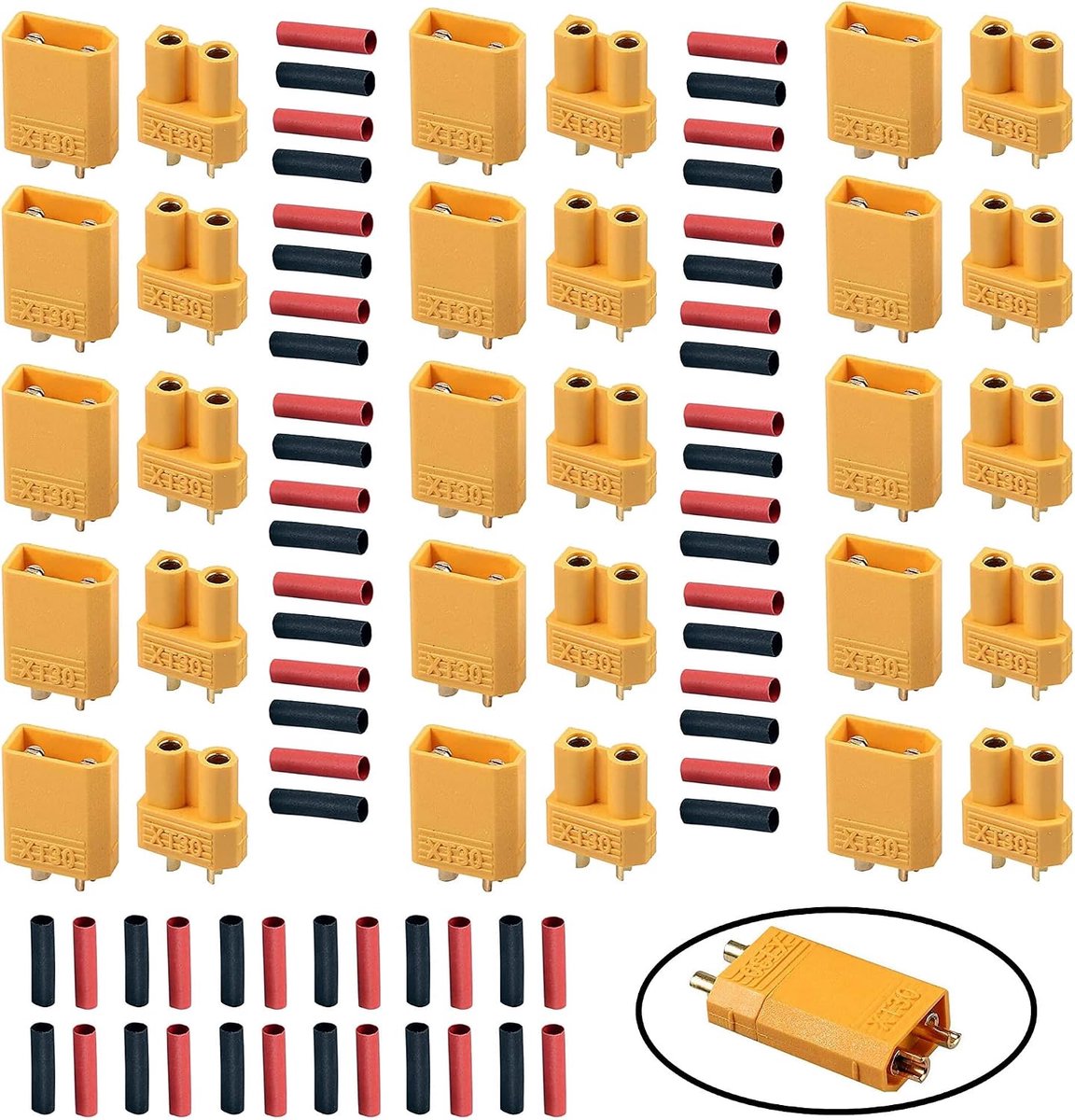XT30 connector 15 paar - hoge stroomstekker - lichtgewicht ontwerp - comfortabel solderen - ShopVlot