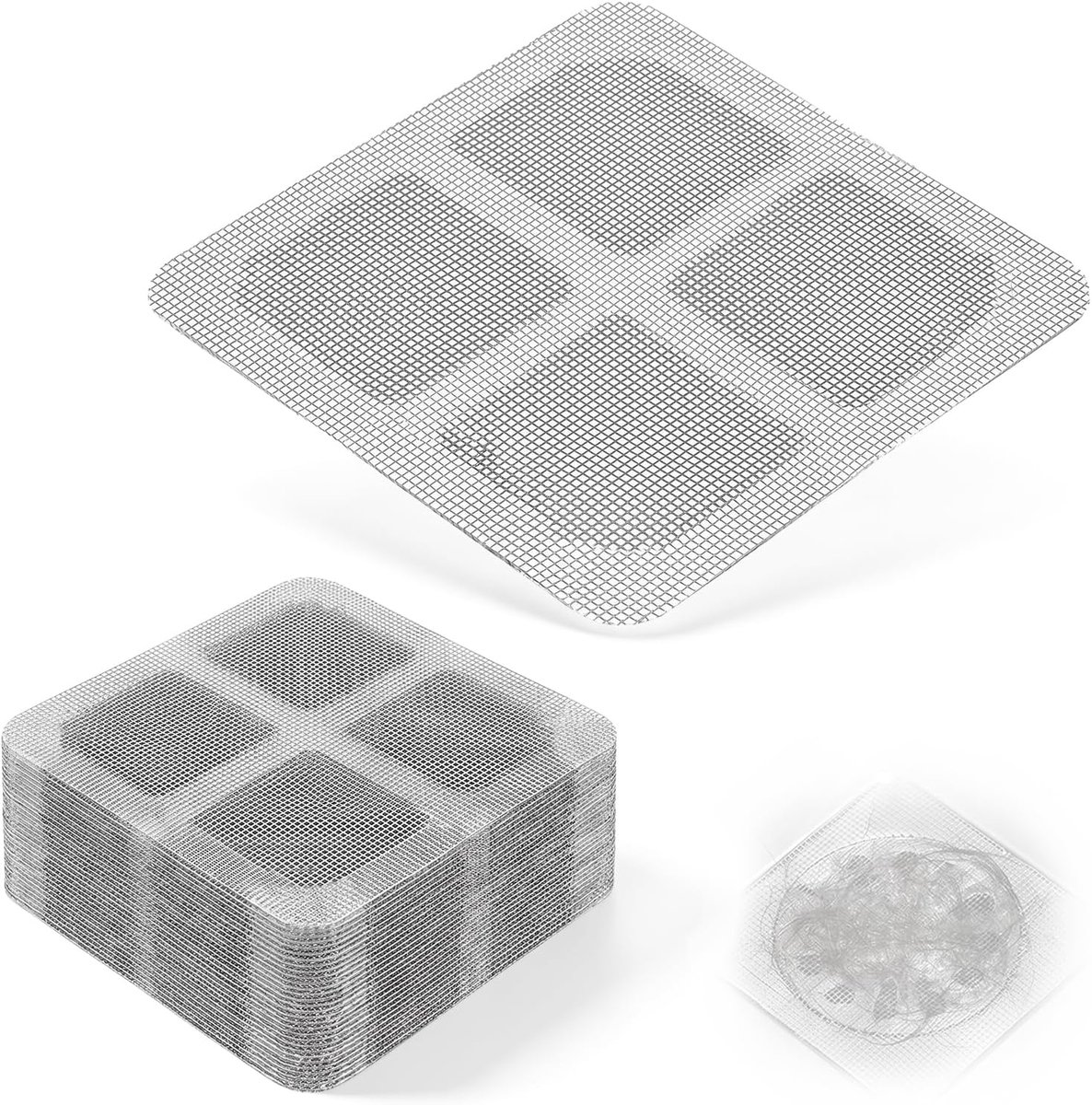 Wegwerphaarzeefjes 100 stuks - Fijnmazig 10 x 10 cm - Voorkomt afvoerverstopping - Hygiënisch voor douche en bad - ShopVlot