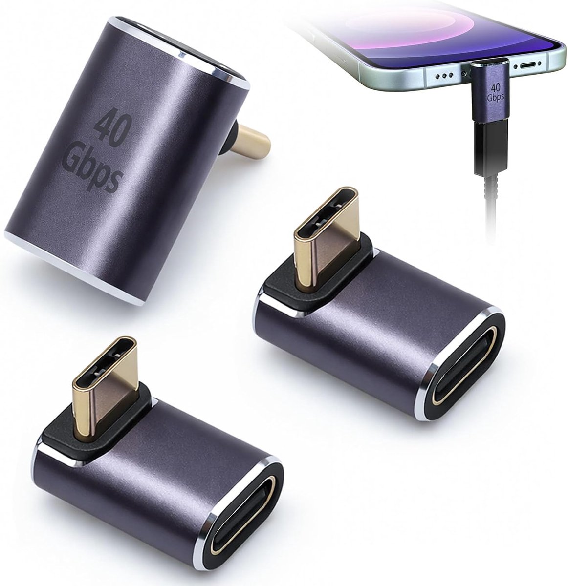 USB C adapter 90° - 2-in-1 hoekplug - ergonomisch ontwerp - comfortabel aansluiten - ShopVlot