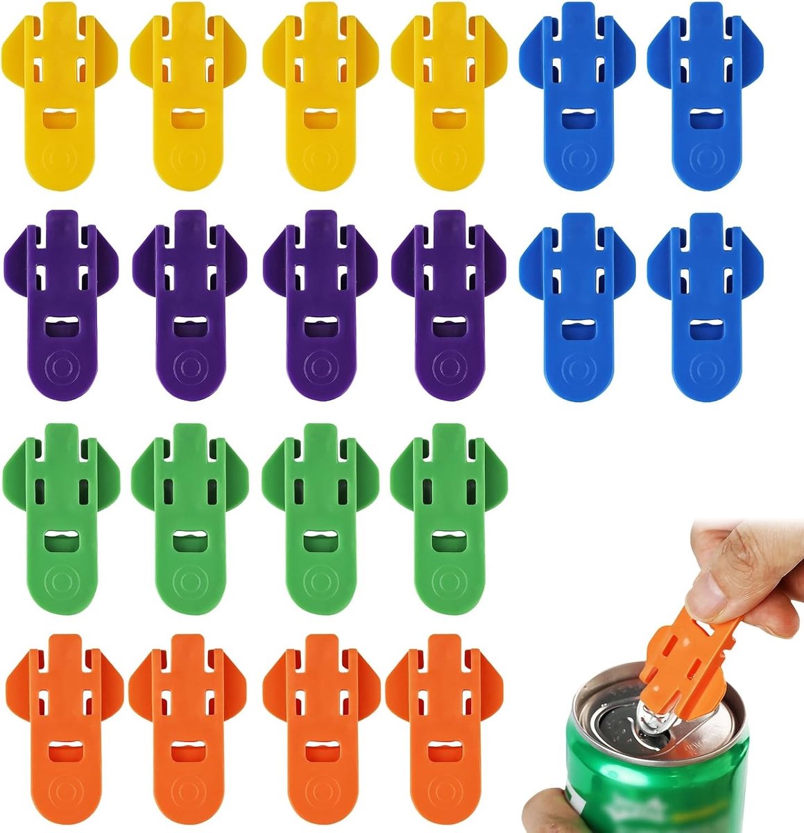 Set van 20 Handmatige Doppenopeners - Ergonomisch Ontwerp - Kleurige Keukenaccessoires voor Thuis, Feesten en Horeca - 5.3 x 3.2 cm