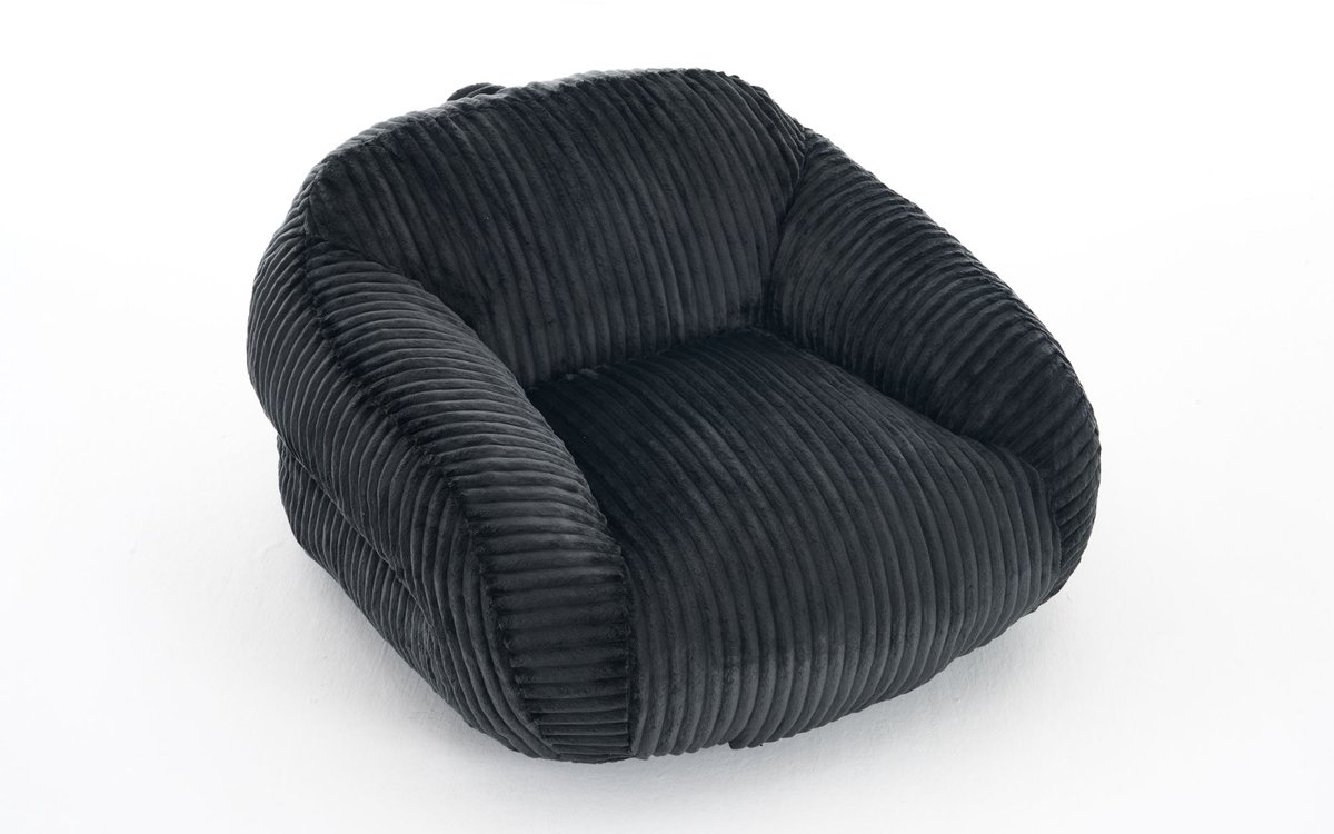 COVREO Zitzak 116x110x61 cm donkergrijs, ribstof met rugleuning