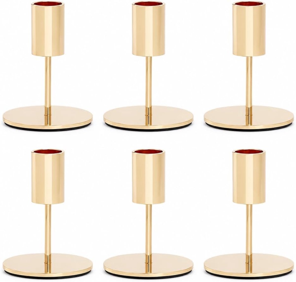 Kandelaars 6 stuks - Goud metaal - Vintage moderne decoratie - Voor diner en feest - ShopVlot