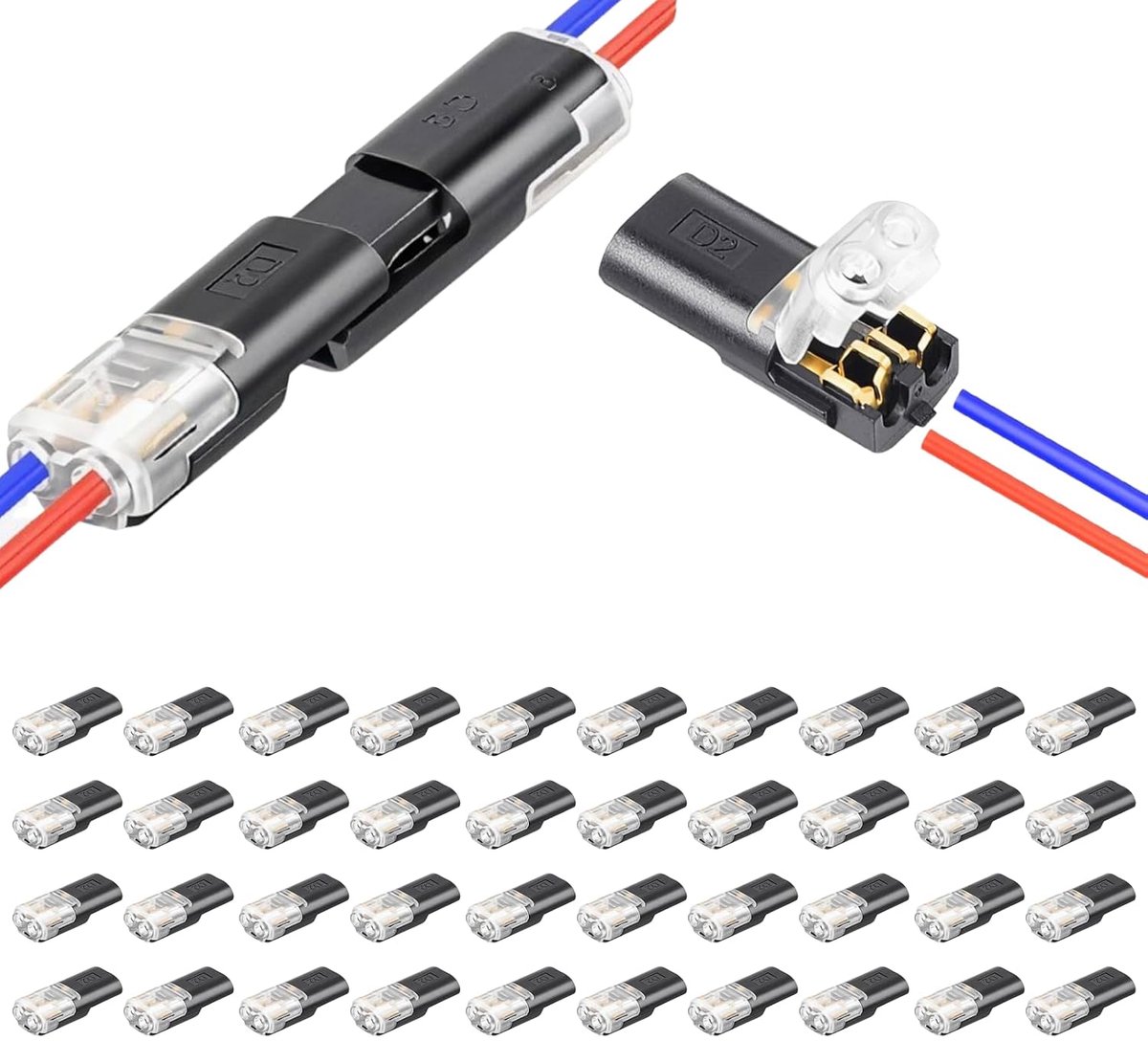 Waterdichte elektrische connectoren 2 draden - 40 stuks - snelste aansluiting - ideaal voor buitengebruik - ShopVlot