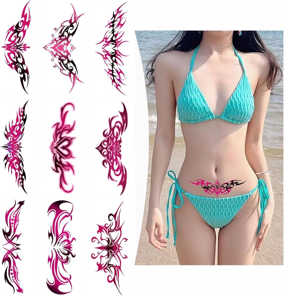 tijdelijke tatoeages voor vrouwen - 9 sexy designs - zelfklevend - ideaal voor cosplay - ShopVlot