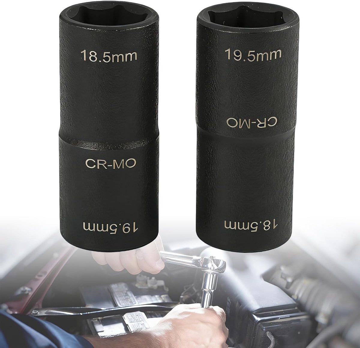 Impactwrench set 1/2 inch - dubbele kop 18.5 mm en 19.5 mm - praktische tool voor het snel demonteren van wielbouten - ShopVlot