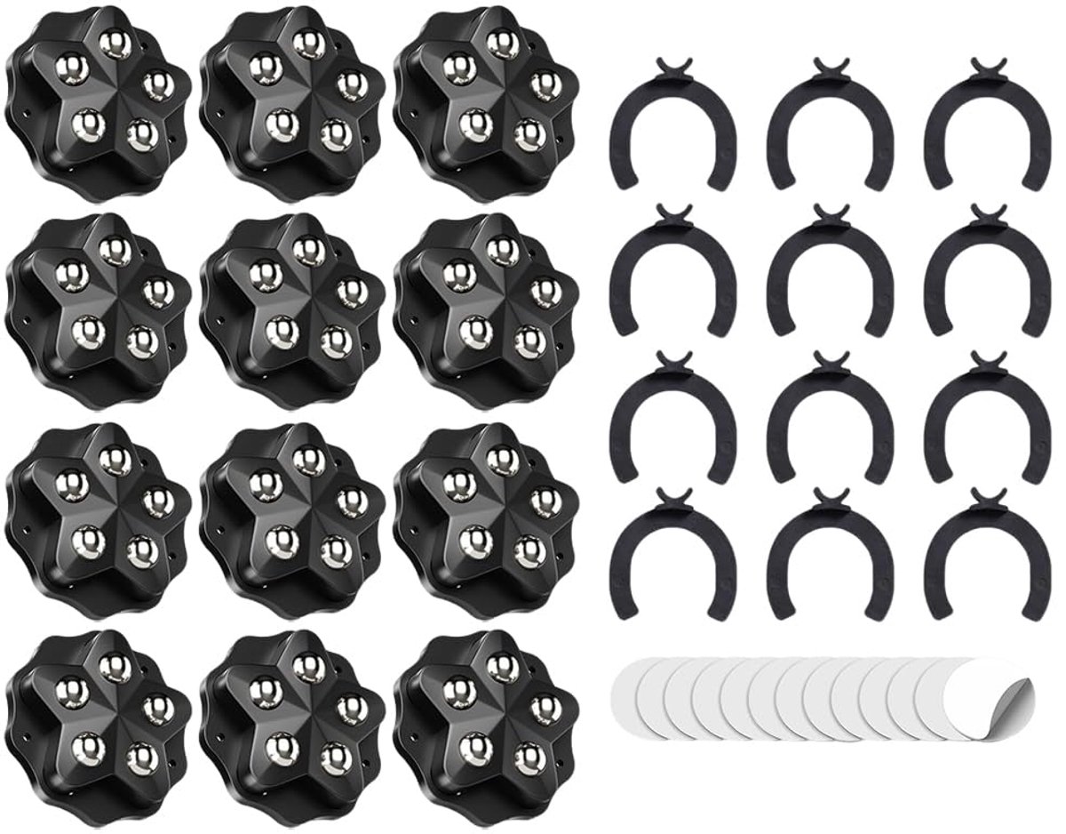 Kogelrollen 12 stuks - zware belasting - platte meubelwielen - zelfklevend met remmen - ShopVlot