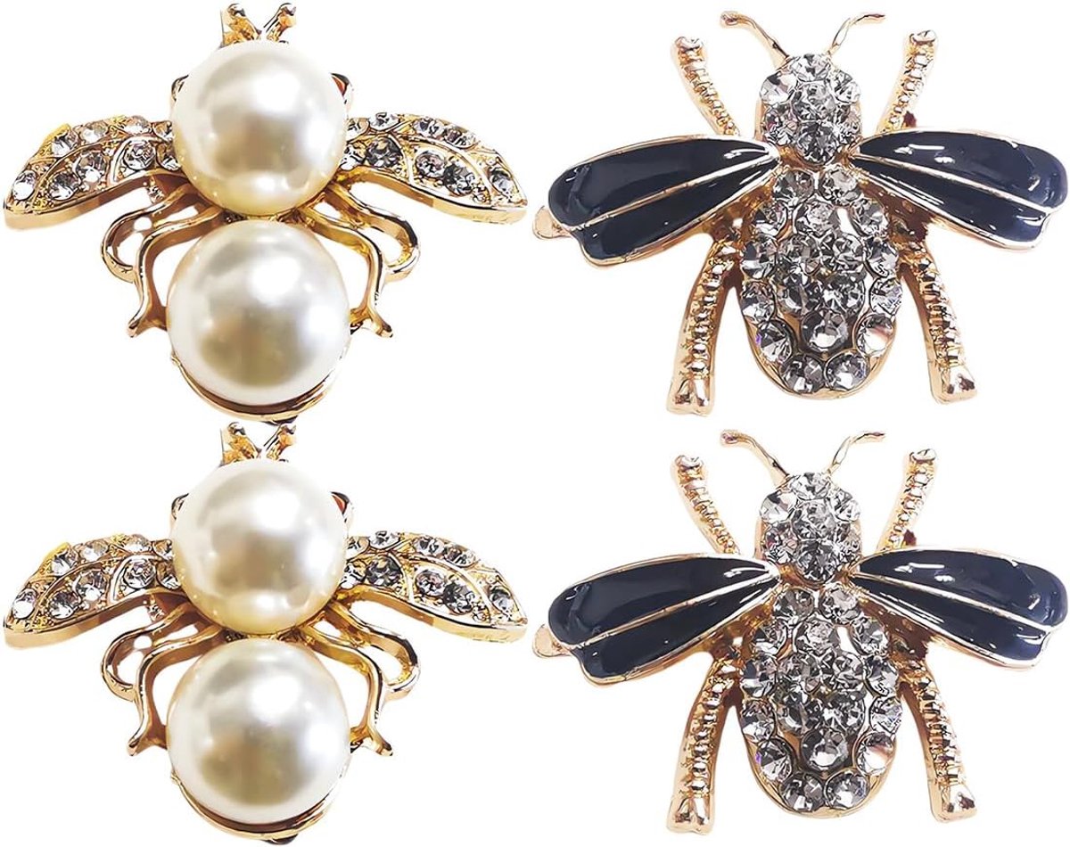 Schoenaccessoires 4 Stuks Bijenpatroon - Rhinestone Metalen Schoenclip - Verwijderbaar - Voor een unieke uitstraling - ShopVlot