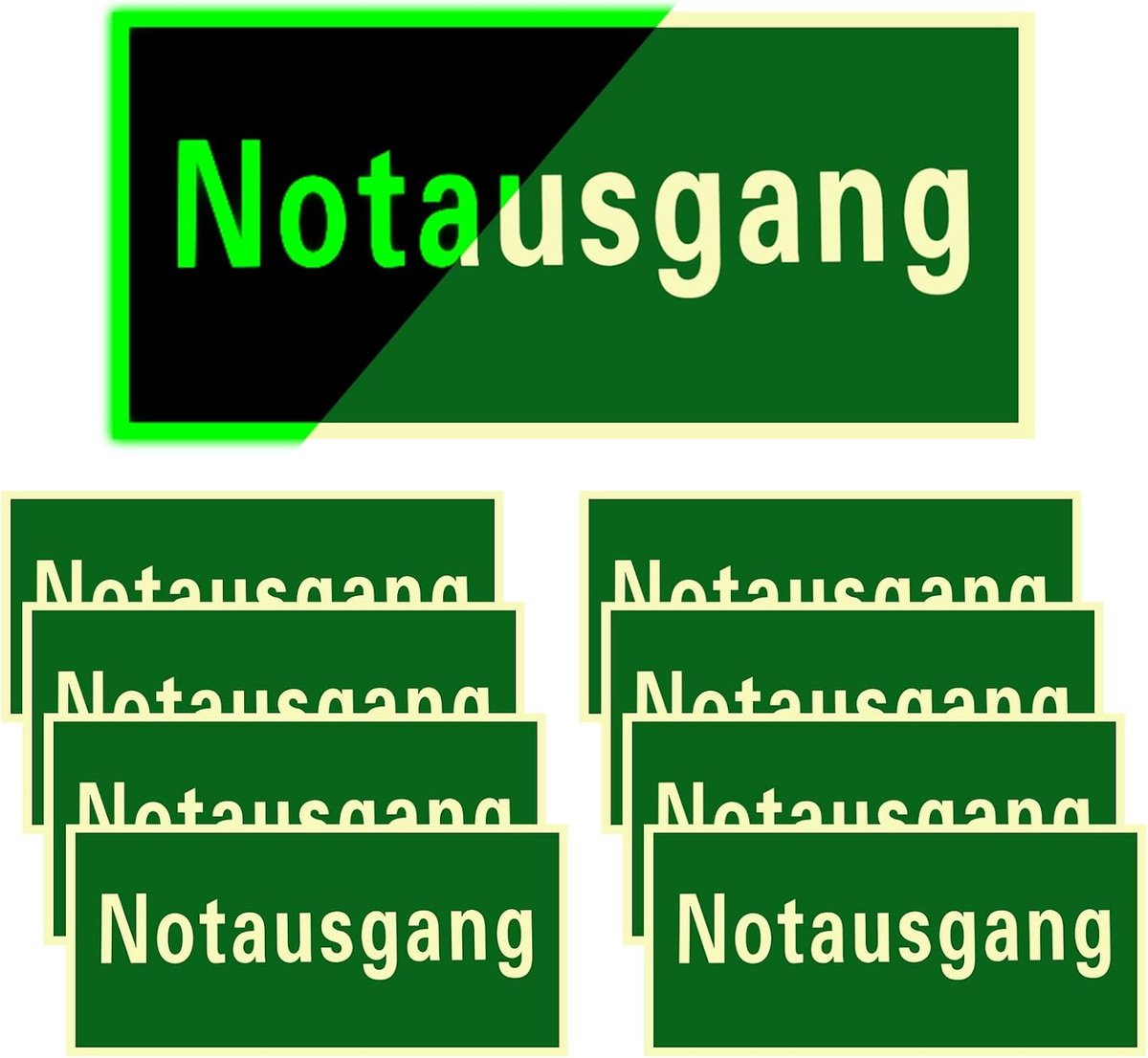 Nooduitgang bord - 300 x 150 mm - zelfklevend PVC - oplichtend in het donker - perfect voor veiligheid - ShopVlot