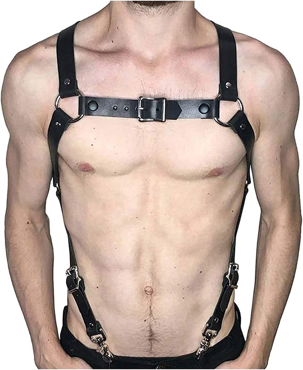 Body Harness voor Mannen - Verstelbaar Lederen - Punkstijl - Perfect voor Rolspel en Feestjes - ShopVlot