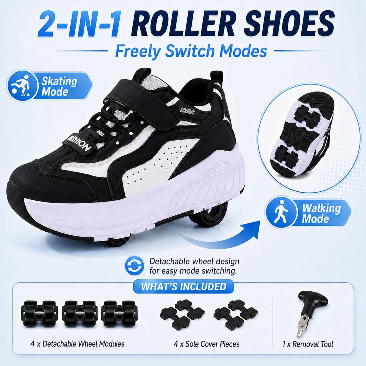 Rolschaatsen 2-in-1 voor meisjes en jongens - multifunctionele skates - met afneembare delen - ShopVlot