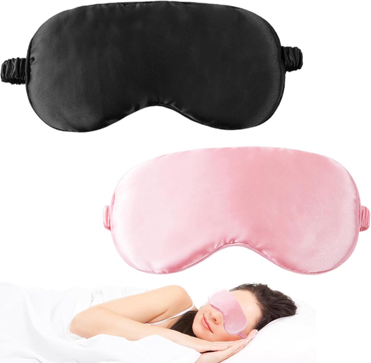 Slaapmasker dames 2 stuks - zijde - zacht en huidvriendelijk - ideaal voor een goede nachtrust - ShopVlot